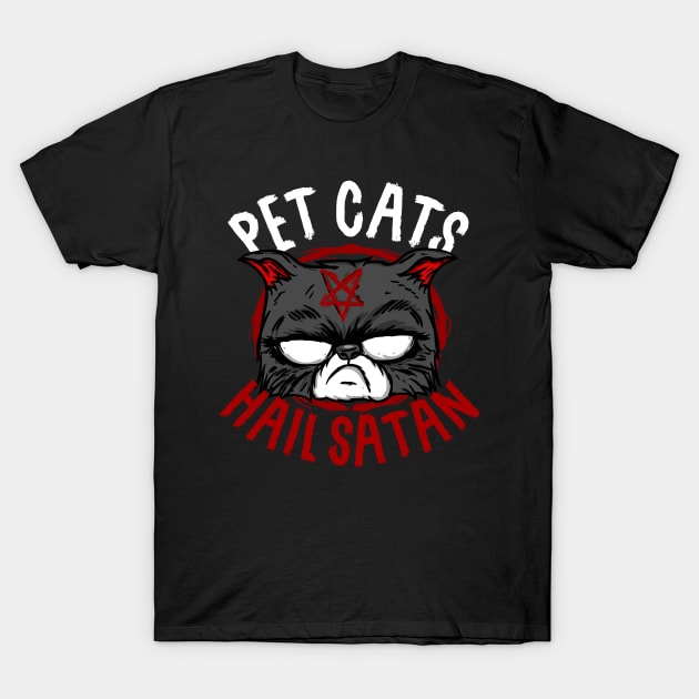 Pet Cats Hail Satan I Occultist Pentagram Cat graphic T-Shirt by biNutz